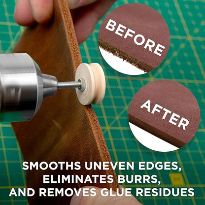 Shkira Set of 12 Leather Edge Burnishing Bits for Rotary Tools - Leather Polishing Bits - Leather Working Tools - Perfect for Sanding, Polishing, Grinding Leather Edges & Burrs