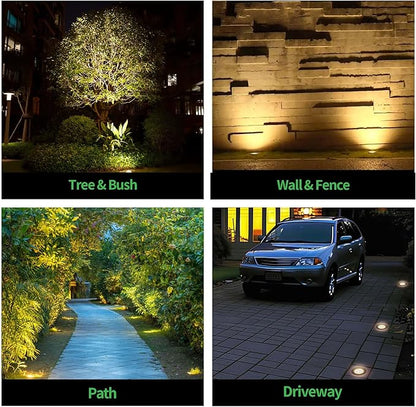 Well Lights Low Voltage, 12V In Ground LED Landscape Lights, IP67 Waterproof Outdoor, Open Top Aluminum ORB for Garden Driveway 6W 580LM 12 Pack