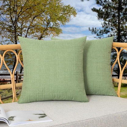 Kevin Textile Pack of 2 Outdoor Waterproof Pillow Covers Spring Decorative Farmhouse Throw Pillow Covers Checkered Couch Pillow Covers Spring for Patio Tent Bed Sofa Living Room 20x20 Inch Sage Green