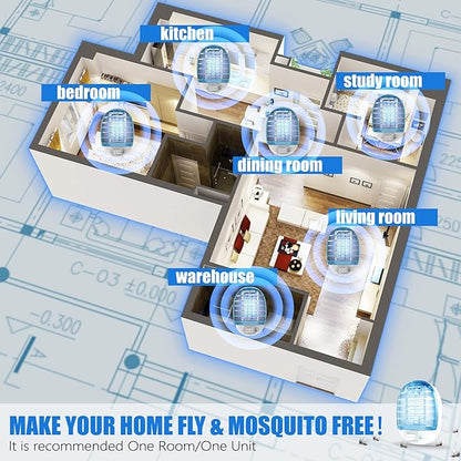 Bug Zapper Indoor, Electronic Fly Trap Insect Killer, Mosquitoes Killer Mosquito Zapper with Blue Lights for Living Room, Home, Kitchen, Bedroom, Baby Room, Office(2 Packs)