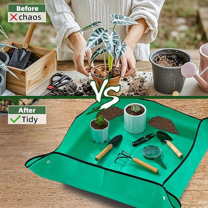 18-Piece Gardening Kit with Bonsai Tools, Succulent & Herb Planting Set, Pruning Shears, Seed Trays, Waterproof Mat – Durable BPA-Free Indoor & Outdoor Garden Tool Set Gift