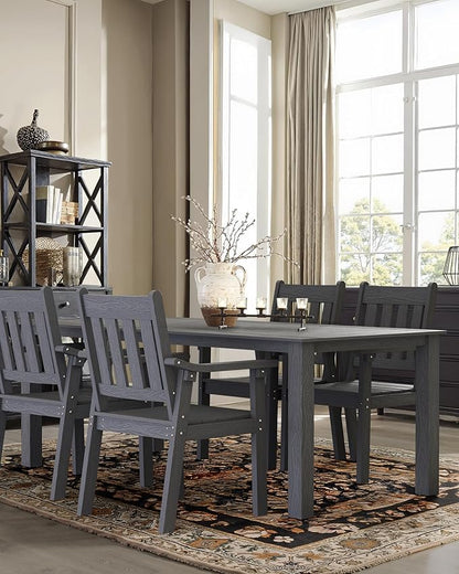 YEFU Patio Dining Chairs Set of 4: All Weather Outdoor Dining Chairs with Wide Curved Seat and Backrest - Outdoor Furniture Plastic for Outside Backyard/Garden/Porch/Deck 350lbs Capacity Grey