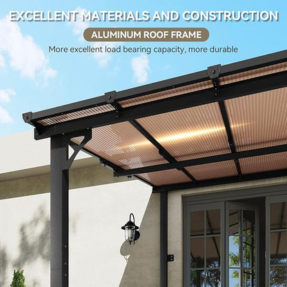 Aoxun 8’x10’ Gazebo, Wall Mounted Gazebos Pergola on Clearance, Outdoor Patio, Large Wall-Mounted Heavy Duty Awnings for Patio, Decks, Backyard（Black）