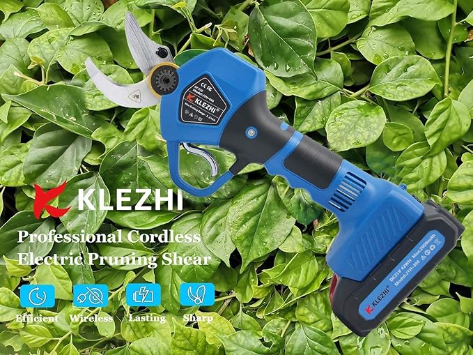Professional Cordless Electric Pruning Shears with 2 PCS Backup Rechargeable 2Ah Lithium Battery Powered Tree Branch Pruner, 30mm (1.2 Inch) Cutting Diameter, 6-8 Working Hours