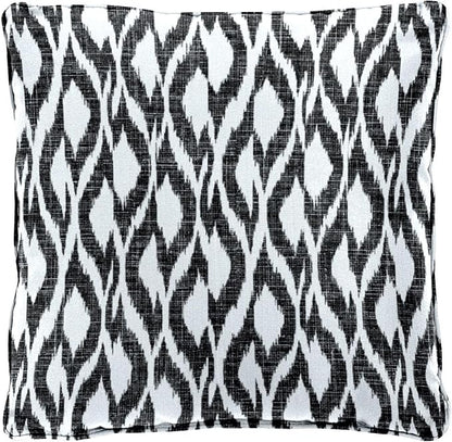BrylaneHome 20" Square Throw Pillow - Patio & Outdoor - Water, Stain & Fade Resistant - Black Ikat
