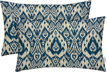 RSH Décor - Jumbo Lumbar Throw Pillows – Set of 2 | 26" x 16" | Outdoor Use – Patio, Lounge, Adirondack, Deck | Water & Fade-Resistant | Includes Down-Alternative Inserts | Ashmore Marine