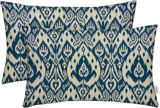RSH Décor - Jumbo Lumbar Throw Pillows – Set of 2 | 26" x 16" | Outdoor Use – Patio, Lounge, Adirondack, Deck | Water & Fade-Resistant | Includes Down-Alternative Inserts | Ashmore Marine