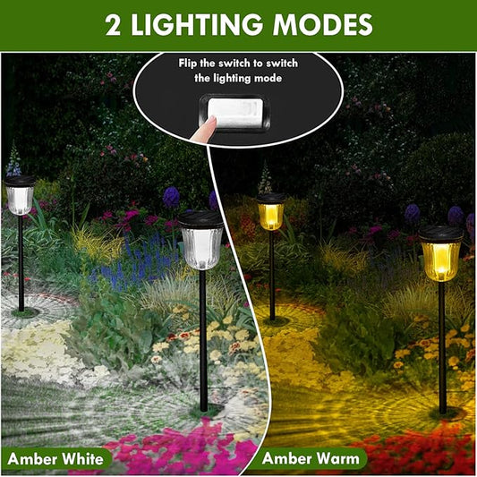 Solar Pathway Lights Outdoor Waterproof, 4 Pack 200 Lumens Super Bright Solar Garden Lights with 2 Lighting Modes, Auto On/Off Outdoor Solar Lights for Yard, Walkway, Lawn, Driveway, Path