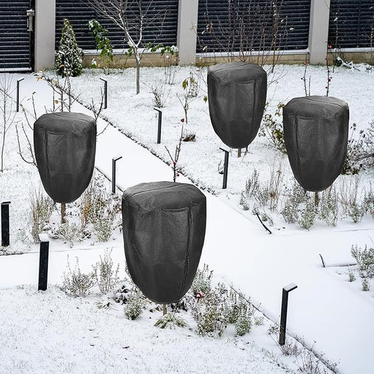 Plant Cover Freeze Protection, Winter Plant Covers, Plant Frost Cover, Tree Plant Freeze Protection Covers, Planter Plant Winter Frost Blanket with Zip Drawstring,3 Pack (19.6x15.7x15.7INCH)