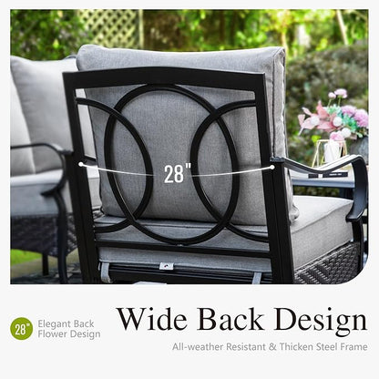 Sophia & William Extra Large Outdoor Patio Sofa Chairs Set 2 PCS Heavy-Duty Porch Furniture with High Back & Deep Seating Area, 5.5" Thicken Cushions for Deck, Lawn, Outside (Grey)