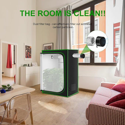 MELONFARM Air Filtration Kit 4", Built-in 14cm Fan Low Nois Carbon Filter with 12-Speed Controller, 8' Ducting & 6" Vent Cover, Cooling & Ventilation System for Grow Tents, Indoor Gardening 4"x12.2"