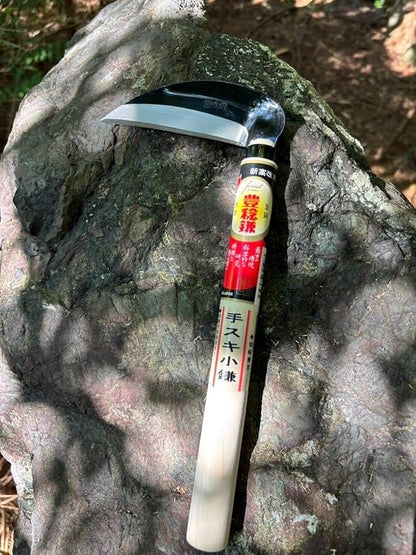Hounen Miyawaki Japanese Weeding Sickle (Kama) – Curved Plain-Edge, Non-Twisted, Rust-Resistant Japanese Steel, Lightweight Wood Handle, Made in Japan
