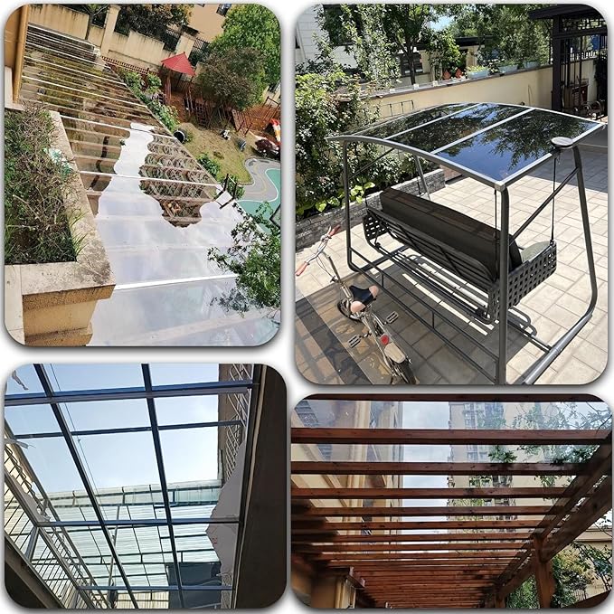 2mm Polycarbonate Sheet,polycarbonate greenhouse panels,Roofing Transparent Insulation Daylighting Panels,strong and not easily deformed,for Greenhouse Sheds Roofs,Carports.(Clear,2.62 x 13.1ft)