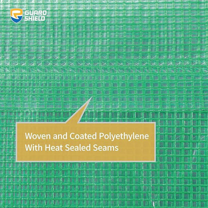 GUARD SHIELD Clear Green Tarp Heavy Duty 16x20 Feet Waterproof for Greenhouse Outdoor Garden Poly Cover UV Resistant 3x3 Weave 10mil