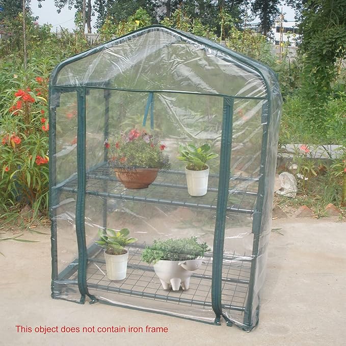Mini Portable Garden Greenhouse PVC Cover - Outdoor Warm Plant Shelter for Flowers and Seedlings Without Stand