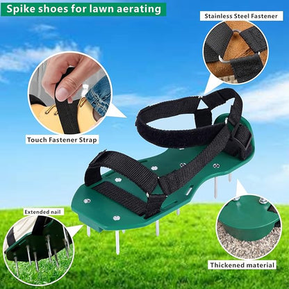 Heavy Strap Garden Aerate Spike Shoes Upgrades Lawn Aerator Shoe Tools Yard Aeration Shoes for Grass Soil Aerating Spikes (Standard Style)