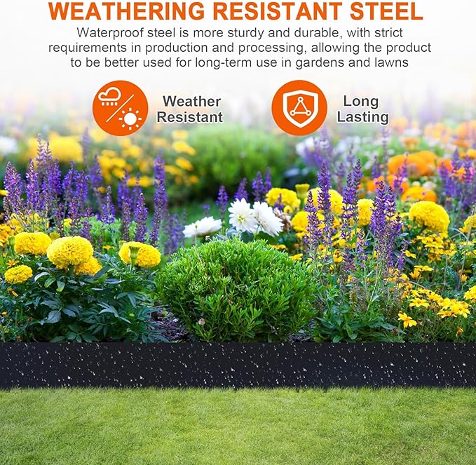 Metal Landscape Edging 42 Inch Strips, Steel Landscape Edging 6.3 Inch Depth, 6 Pack Hammer in Landscape Edging, Metal Edging for Landscaping