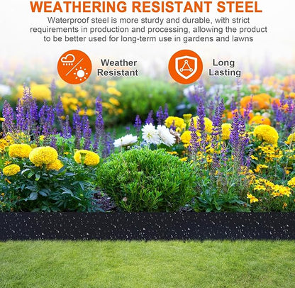 Metal Landscape Edging 42 Inch Strips, Steel Landscape Edging 6.3 Inch Depth, 6 Pack Hammer in Landscape Edging, Metal Edging for Landscaping