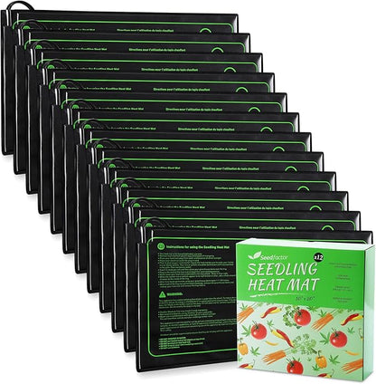 MET Certified 12 Pack Seedling Heat Mat, Seedfactor Waterproof Durable Germination Station Heat Mat, Warm Hydroponic Heating Pad for Indoor Home Gardening Seed Starter