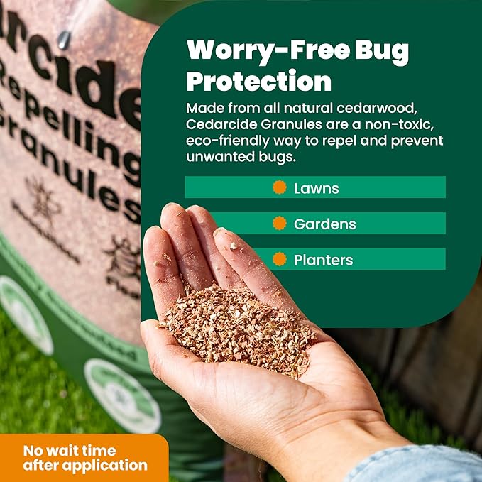 Cedarcide Lawn, Home & Garden Cedar Granules | Repels Fleas, Ticks, Ants & Mosquitoes | Smells Great, Easy to Use | Family & Pet Safe | 1 Bag (8 Lbs)
