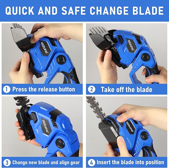 AZZUNO Cordless Hedge Trimmer, 2-in-1 Electric Grass Shears Shrubbery Trimmer with 2Ah Battery，Handheld Grass Cutter Shrub Trimmer for Gardens, Yards, Lawns, Including Charger(2 Batteries)