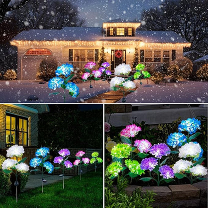 Aolyty Solar Garden Lights Outdoor, Solar Hydrangea Lights IP65 Waterproof LED Flowers Stake Lights 2 Pack for Garden Pathway Patio Backyard Landscape Decorative (Purple)