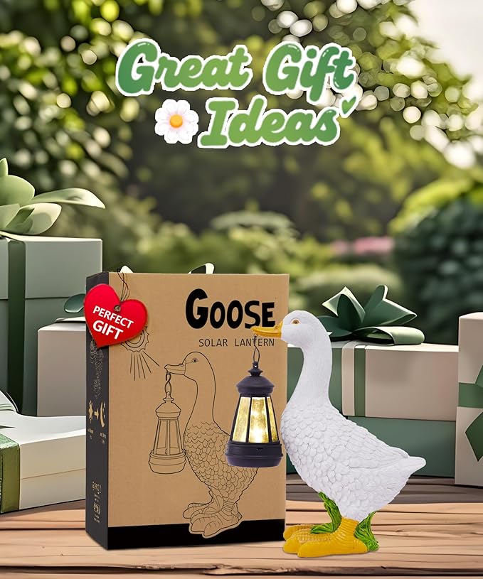 Nacome Solar Goose Outdoor Statues for Garden: Porch Decor with Warm Lantern Clearance for Outside Yard Art Lawn Ornaments Patio Balcony - Gifts for Grandma Mom Women