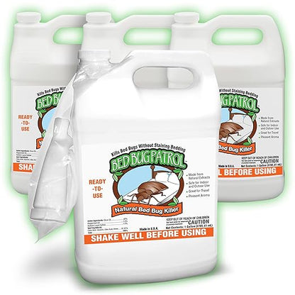Natural Bed Bug Killer Spray – 4 Gallon Value Pack (512oz) – Child & Pet Friendly, Non-Toxic Pest Control for Mattresses, Hotels, Vehicles, Offices, Furniture & Carpets