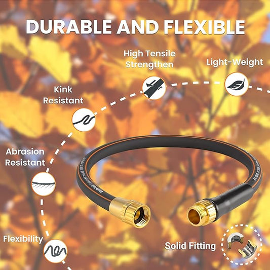 Giraffe Tools Garden Leader Hose 5/8 inch x 2.5ft, Short Water Hose Heavy Duty, Flexible, Lightweight Hybrid Hose with Bend Protection, Male to Female Fittings