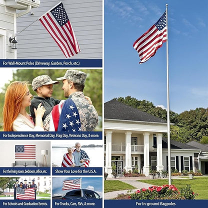 Pole Sleeve Flag 3x5 -Us Flag Sleeve,New 420D Polyester,Heavy Duty Durable TearProof, Embroidered Stars, Sewn Stripes, UV Protection,Sleeved American Flag (Pole NOT Included)
