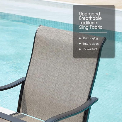 VICLLAX Swivel Patio Chairs Set of 4, 360-degree All-Weather Outdoor Swivel Chairs for Lawn Garden, Patio Dining Chairs, Black Metal Frame and Textilene Mesh Fabric