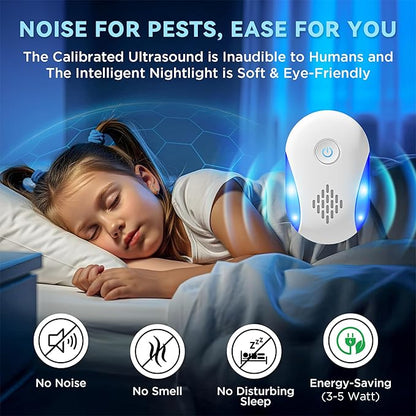 (2025 Upgraded) Ultrasonic Insect & Pest Indoor Repeller, Plug-in Control Device Electronic Repellent for Rodent, Rats, Mice, Roaches, Bugs, Ants, Spiders, Mosquitoes, 2 Mode Switching (6 Pack)