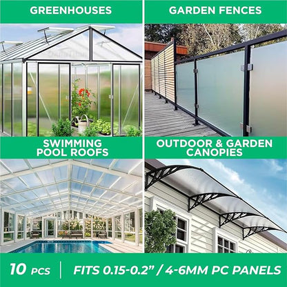 Polycarbonate Greenhouse Panels (H Connectors) - 0.2" Thick, Fit 6mm or 4mm Twin-Wall Polycarbonate Panels, Join 2 Pieces of Panels Together, 4-Foot Length, 10 Pieces (H Connectors 6mm, 4ft)
