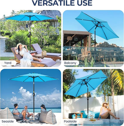 SUNVIVI OUTDOOR Outdoor Patio Umbrella, Patio Umbrella, Market Umbrella, Large Outdoor Umbrella, Metal Pole Umbrella with Push Button Tilt and Crank, Polyester Canopy
