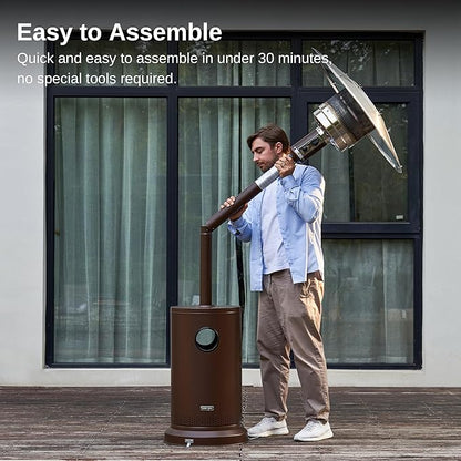 EAST OAK 50,000 BTU Patio Heater for Outdoor Use With Round Table Design, Double-Layer Stainless Steel Burner and Wheels, Outdoor Patio Heater for Home and Commercial, Bronze, 31.9" x 31.9" x 86.6"