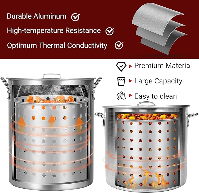 OT1001 Outdoor Fryer, Seafood Boil Kit, Featuring a Propane Burner, Propane Regulator, and a 100QT Pot with Basket, Built For Patio Garden Outdoor
