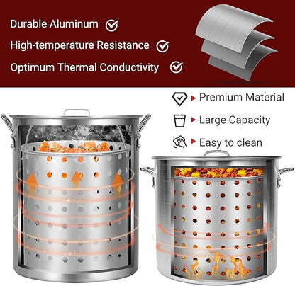 OT1001 Outdoor Fryer, Seafood Boil Kit, Featuring a Propane Burner, Propane Regulator, and a 100QT Pot with Basket, Built For Patio Garden Outdoor