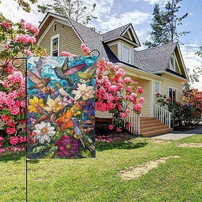 Hummingbird Garden Flag Small Flag Vertical Double Sided Outdoor Yard Flags 12.5x18 Inch for Decorative House Lawn