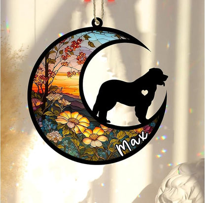 Personalized Dog Memorial, Custom Name Leonberger Dog Christmas Ornament with Name, Custom Breeds, Pet Loss Light Catcher, Gifts for Lovers Loss of Pet Sympathy on Mothers Day Christmas
