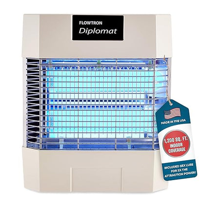Flowtron Indoor Bug Zapper | Electric Fly & Insect Killer with 80W UV Light, Pheromone Lure Attractant, Shock Kill Grid & Reflector Panels | 1200 Sq Ft for Kitchen, Restaurant & Barn, UL Certified