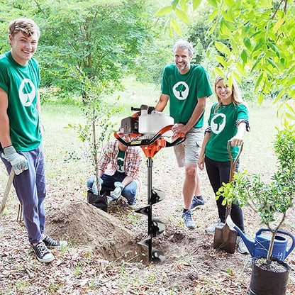 72CC Post Hole Digger,2-Stroke Auger Post Hole Digger Gas Powered Earth Digging Engine with 3 Auger Drill Bits (4"& 8" &12")+3 Extension Rods for Farm Garden Plant