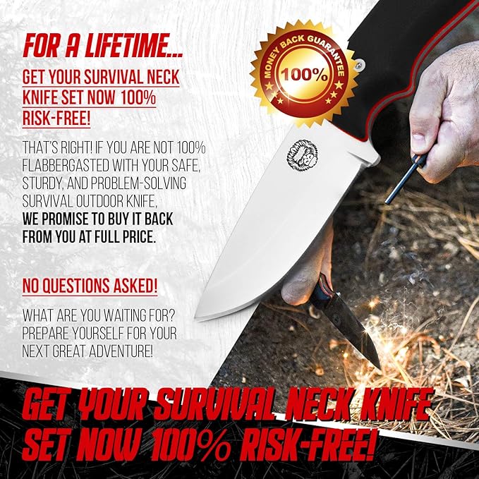 Redline Fixed Blade Hunting Knife with Ferro Rod and Sheath - Perfect for Outdoor Adventures - Holtzman's Gorilla Survival