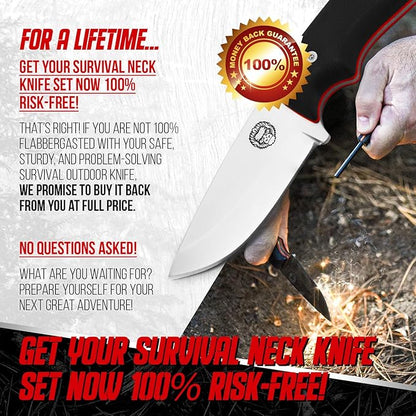 Redline Fixed Blade Hunting Knife with Ferro Rod and Sheath - Perfect for Outdoor Adventures - Holtzman's Gorilla Survival