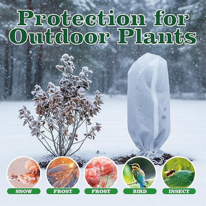 2 Packs Plant Covers Freeze Protection Frost Cloths for Outdoor Plants with Zipper Drawstring Jacket Cover Bags for Shrub Bush Tree Potted Cold Weather Garden Warm Insulation (white, 31.5" W x 47"H)