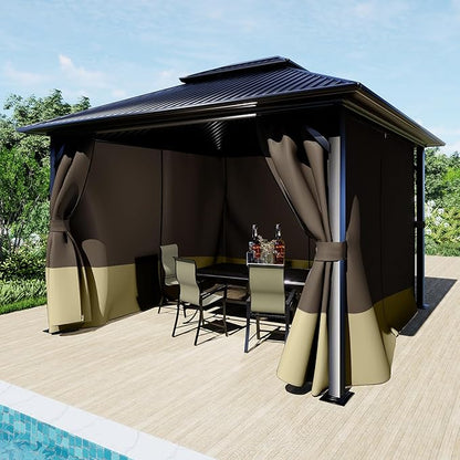 BPS 12' x 12' Gazebo Curtain Privacy 4-Panel Sidewall Outdoor Replacement Shade (Only Curtain)