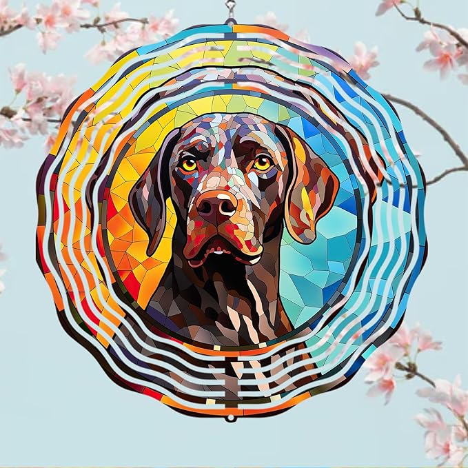 German Shorthaired Pointer Dog Wind Spinners Outdoor Dog Memorial Gifts, 3D Metal Kinetic Hanging Garden Wind Spinner, Spinner Decor, Wind Sculptures for Outdoor & Indoor, Window, Yard Decor (GSP 1)