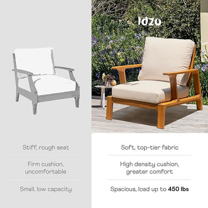 Jasper Outdoor Wooden Club Chair with Beige Cushion – Ideal for Patio, Garden, or Balcony
