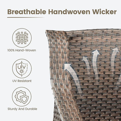 Outdoor Patio Wicker Swivel Chairs - Set of 2 Outside Resin Rattan Rocker Glider Gliding Chair Rocking Armchairs for Front Porch Balcony Backyard Yard Deck Poolside Apartment – Brown/Beige