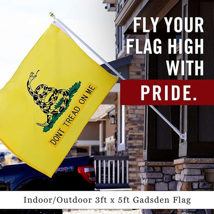Dont Tread On Me Flag 3 x 5' ft | Gadsden Tea Party Flag | Nylon Embroidered Snake | Quadruple Stitched Fly End | 100% Guarantee | Brass Grommets for Easy Display | Premium Quality
