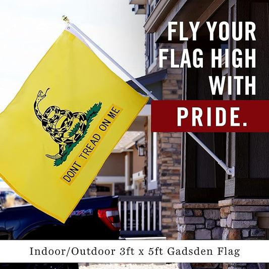 Dont Tread On Me Flag 3 x 5' ft | Gadsden Tea Party Flag | Nylon Embroidered Snake | Quadruple Stitched Fly End | 100% Guarantee | Brass Grommets for Easy Display | Premium Quality